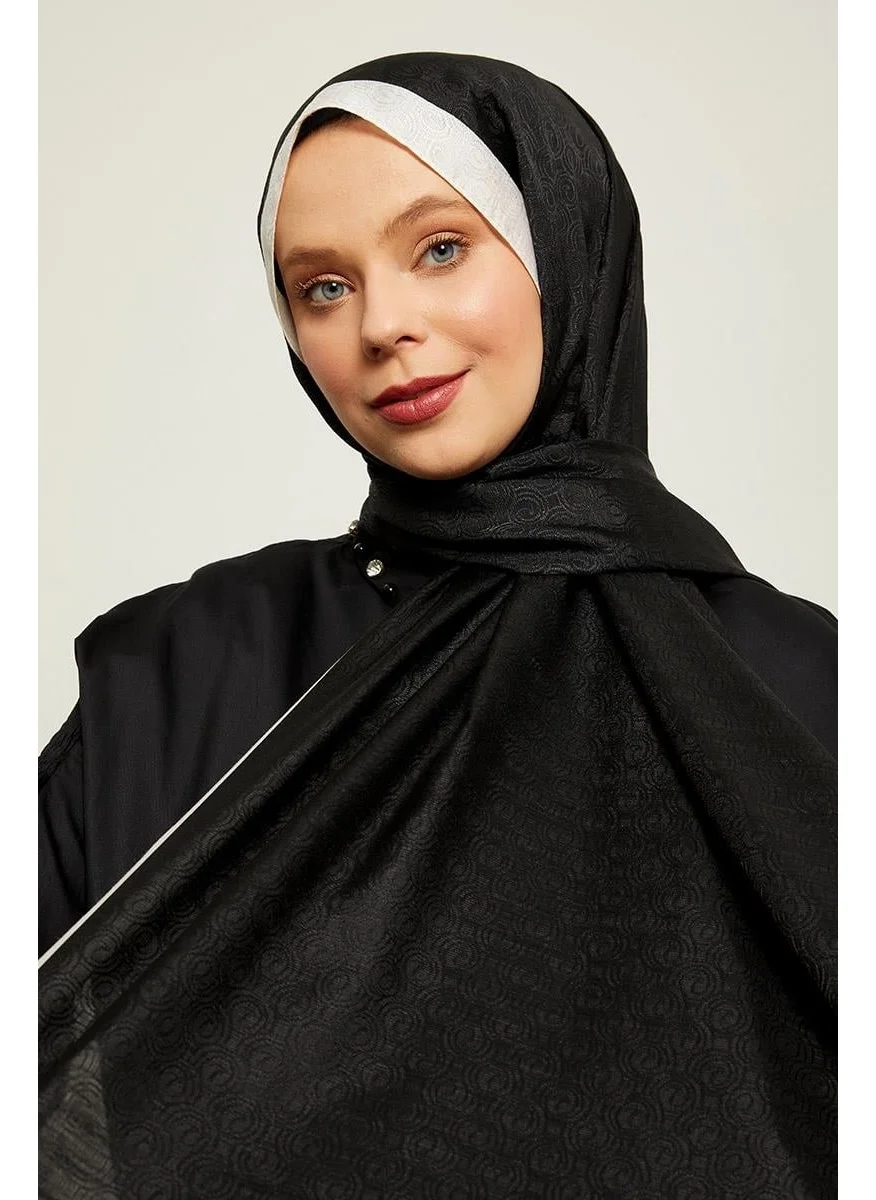 ليفيدور Black - Ecru Ring Pattern Monogram Shawl