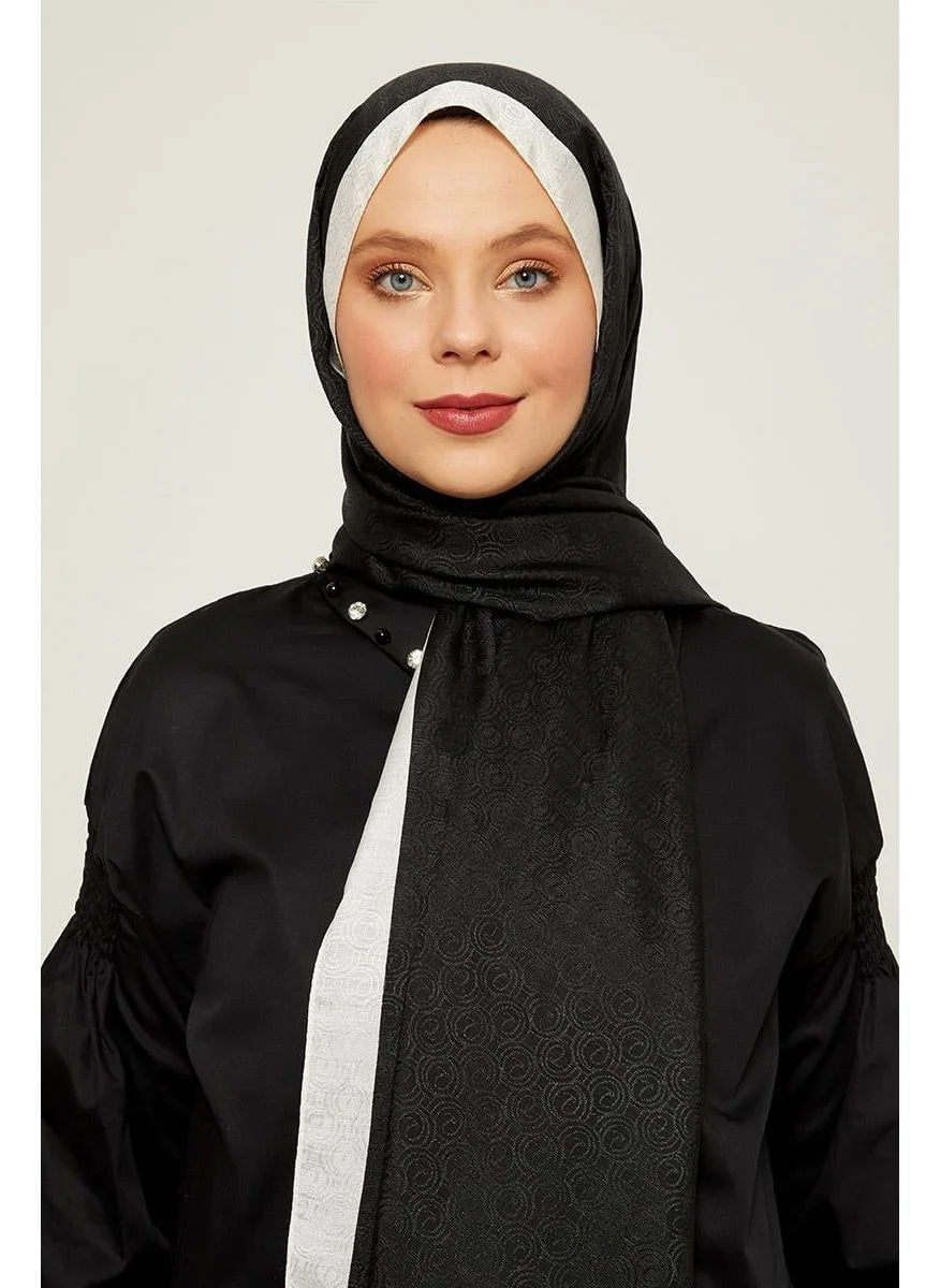 ليفيدور Black - Ecru Ring Pattern Monogram Shawl