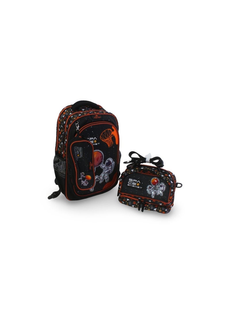glossy bird School Set 17 Inches – Black with Space Basket Design - Image 1