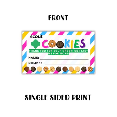 Lashicorn Scout Cookies Reorder Card | 50 pk 3.5x2” Thank You For Your Order Name Troop Number Leader Scout Cookie Box Label Tag Stripes Goal Sheet - Image 3