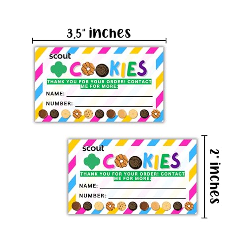 Lashicorn Scout Cookies Reorder Card | 50 pk 3.5x2” Thank You For Your Order Name Troop Number Leader Scout Cookie Box Label Tag Stripes Goal Sheet - Image 4