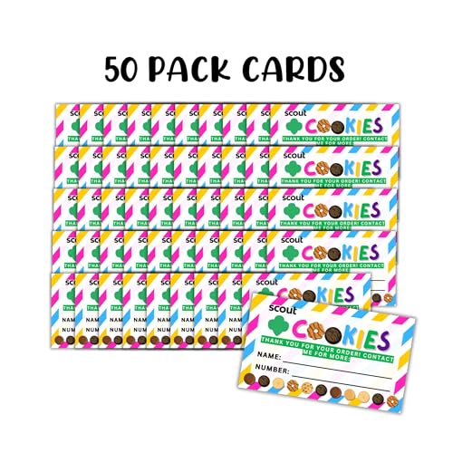 Lashicorn Scout Cookies Reorder Card | 50 pk 3.5x2” Thank You For Your Order Name Troop Number Leader Scout Cookie Box Label Tag Stripes Goal Sheet - Image 2