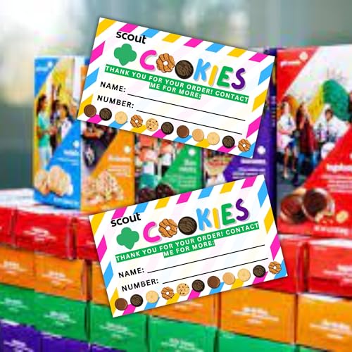 Lashicorn Scout Cookies Reorder Card | 50 pk 3.5x2” Thank You For Your Order Name Troop Number Leader Scout Cookie Box Label Tag Stripes Goal Sheet - Image 5