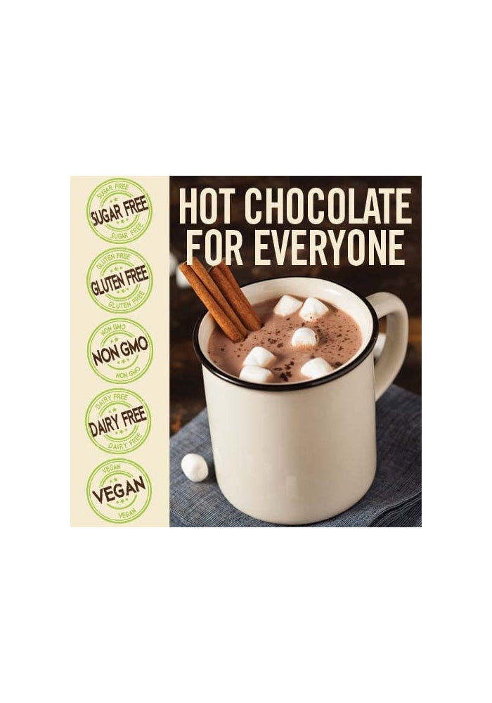 Castle Kitchen Sugar Free Double Decadent Dark Hot Chocolate - Premium Plant Based, Dairy Free, Gluten-Free Vegan Hot Coca Mix - Just Add Water - 14 oz Can - Image 3