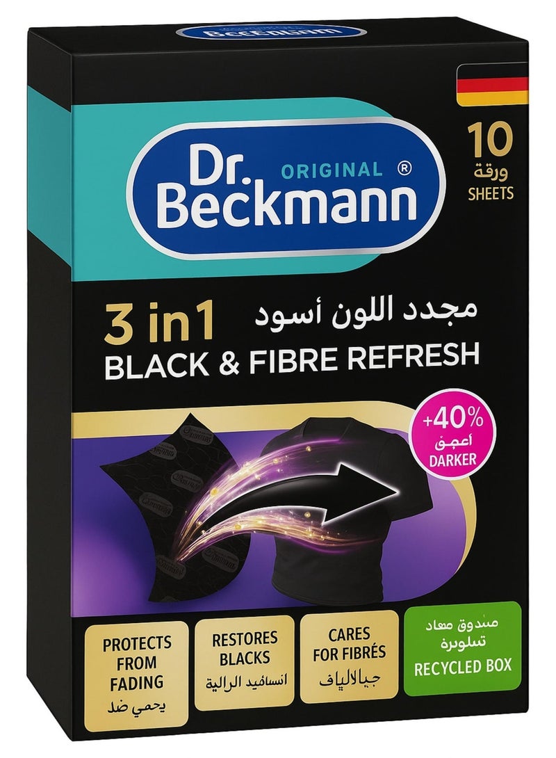 Dr. Beckmann د. بيكمان 3 في 1 أوراق تجديد الأسود والألياف | يستعيد ويحمي الملابس السوداء المتلاشية | ينعم الألياف الخشنة | سهل الاستخدام | افعلها بنفسك | أساسيات تنظيف الغسيل | عبوة من 10 أوراق حزمة من 2 - Image 2