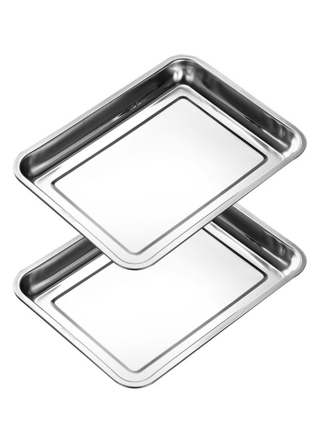 Morlife Set of 2, Stainless Steel Rectangle Baking Sheets Pans, Large Professional Oven Trays for Cooking Serving, Non Toxic & Healthy, Mirror Finished & Dishwasher Safe (40x30x4.8cm) - Image 1