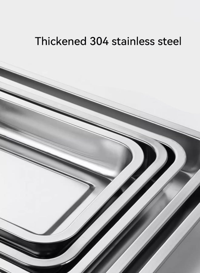 Morlife Set of 2, Stainless Steel Rectangle Baking Sheets Pans, Large Professional Oven Trays for Cooking Serving, Non Toxic & Healthy, Mirror Finished & Dishwasher Safe (40x30x4.8cm) - Image 4