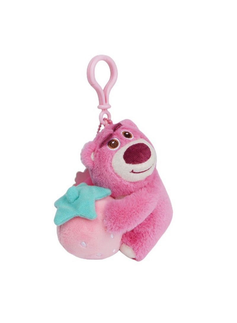 10cm Cute Plush Keychain Toy, Pink Strawberry Bear Plush Texture With Scent Pendant, Bag Pendant Decoration, Suitable For Children Over 0 Years Old Toy Gift - Image 1
