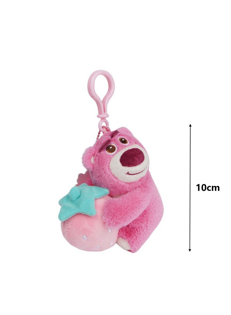 10cm Cute Plush Keychain Toy, Pink Strawberry Bear Plush Texture With Scent Pendant, Bag Pendant Decoration, Suitable For Children Over 0 Years Old Toy Gift - Image 2