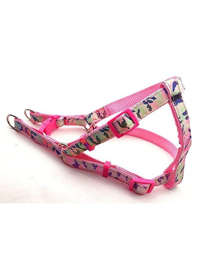 Soft Adjustable Army Printed Nylon Padded Vest Harness And Long Handle Leash Ideal For Outdoor Walking/Training Dogs And Puppies (Pink) - Image 4