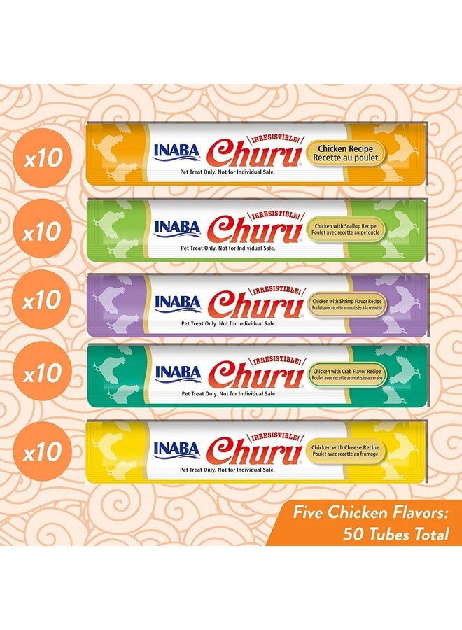 INABA Churu Cat Treats, Grain-Free, Lickable, Squeezable Creamy Purée Cat Treat/Topper with Vitamin E & Taurine, 0.5 Ounces Each Tube, 50 Tubes, Chicken Variety - Image 3