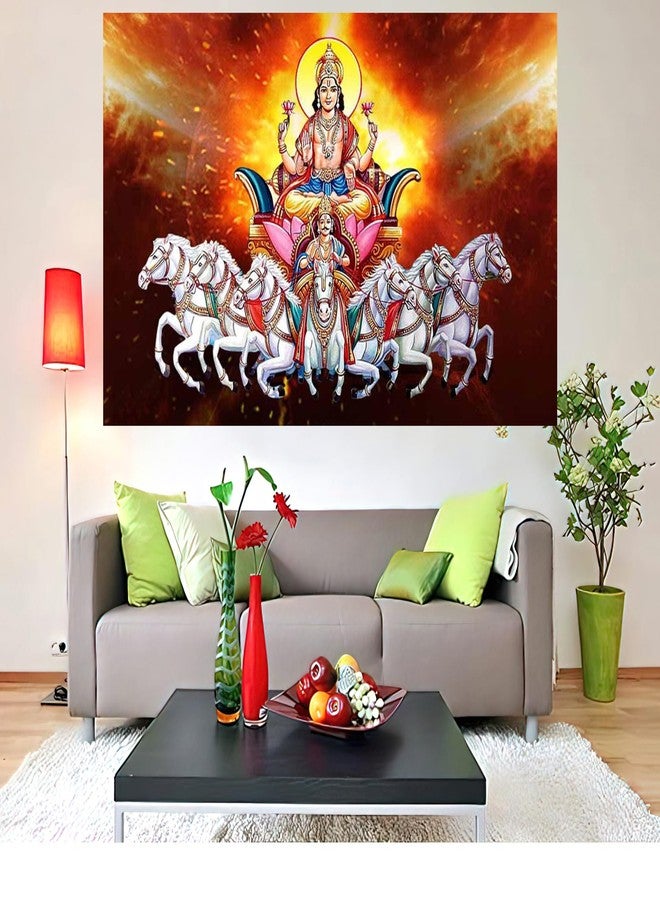 wallpics® Lord Surya Dev Waterproof Vinyl Sticker Poster || (12 inc X 18 inch) can3325-1 - Image 2