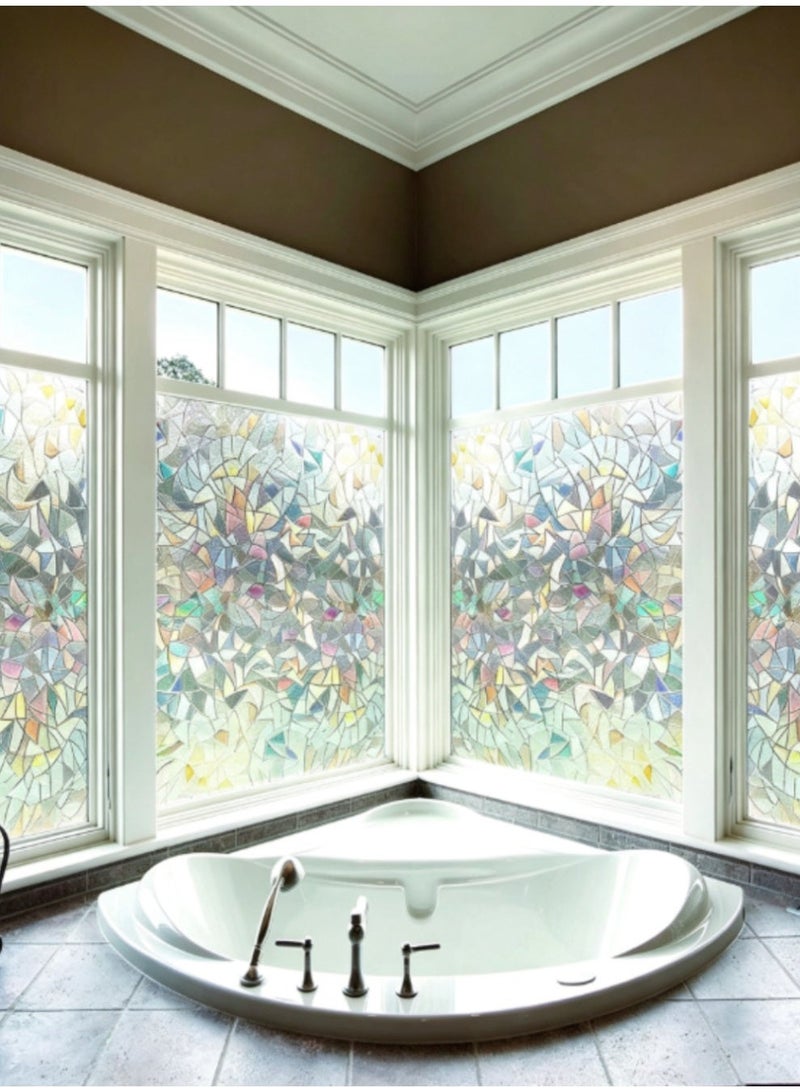 3D Decorative Window Privacy Film – Iridescent Mosaic Static Cling Sticker | UV Blocking Window Tint for Home & Office – Non-Adhesive Removable Glass Cover - Image 1