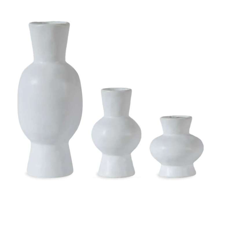 Pan Home Von Set/3 Stoneware Textured Gourd Vase - White - 112AIC9904715 - Image 3