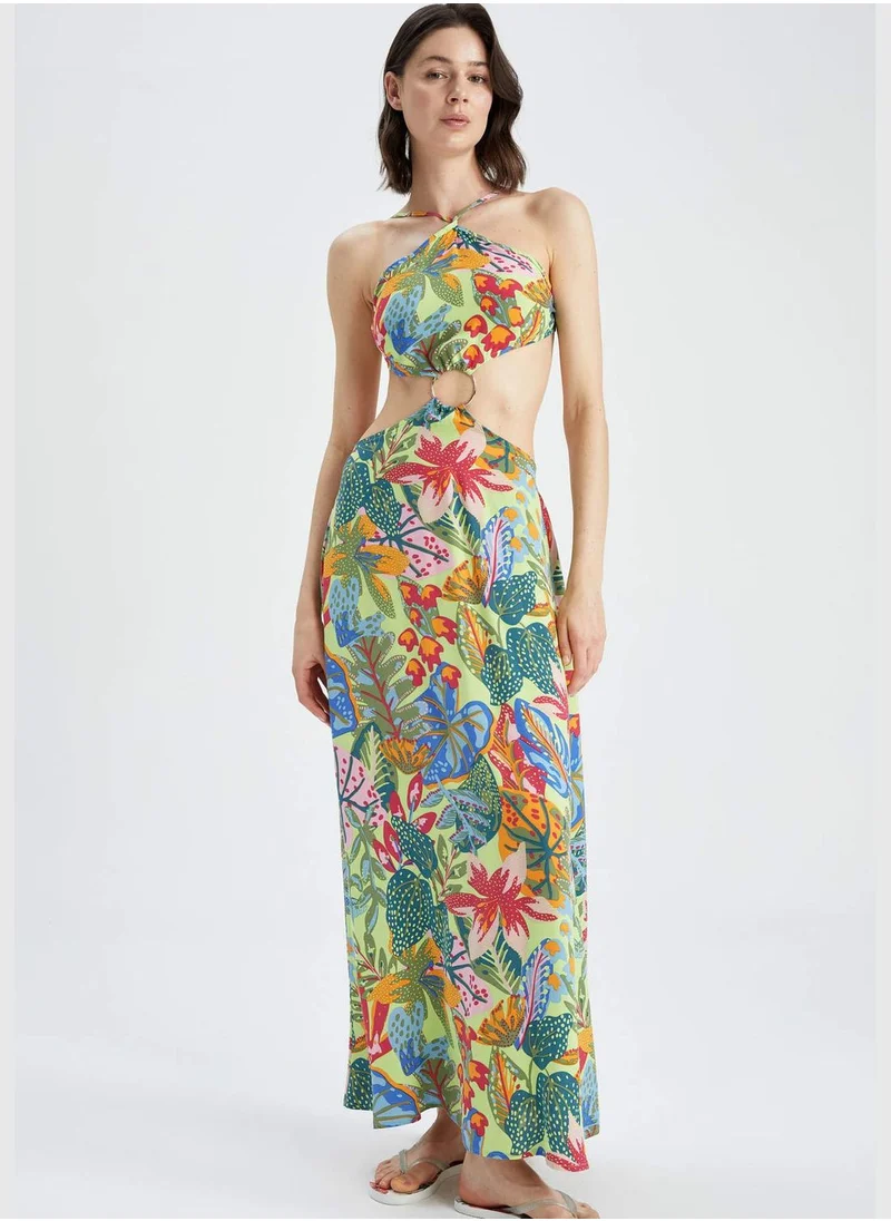 DeFacto Regular Fit Cross Strappy Floral Print Cut Out Beachwear