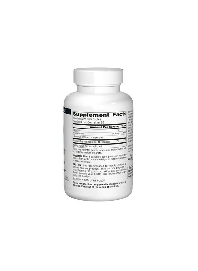 Source Naturals - Magtein Magnesium L-Threonate 667mg Supports Focus, Mood, Healthy Memory, Cognitive Function, Sleep - 180 Capsules - Image 1
