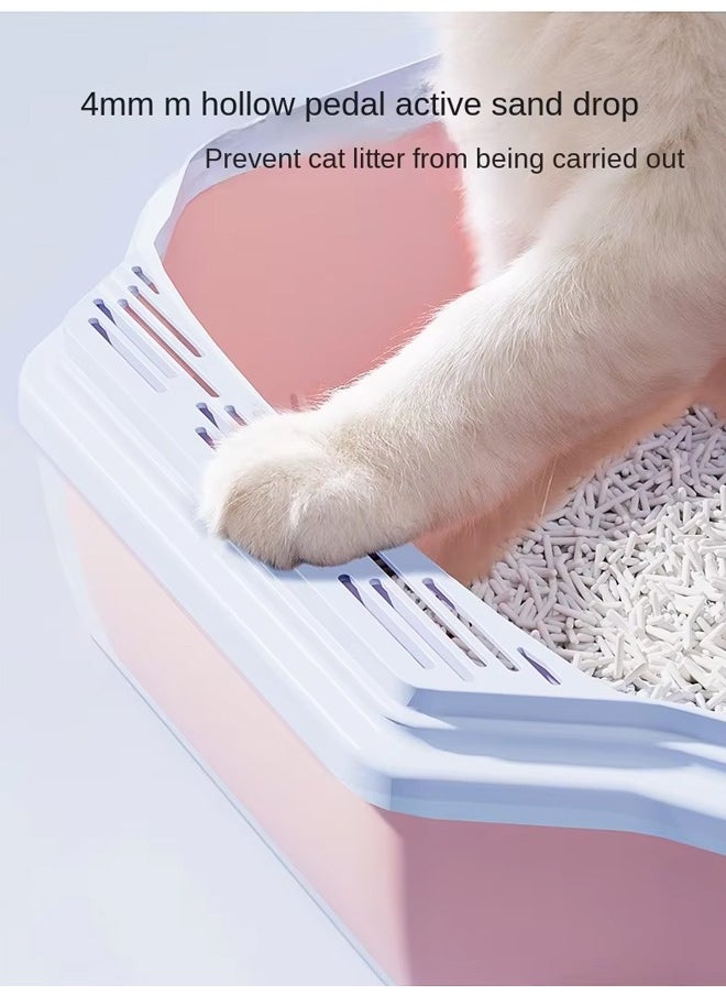 Cat Litter Box with Transparent Window and Handle, Semi-closed Cat Toilet Deodorant and Splash-proof Good Sealing No Odor High-quality Cat Litter Box Suitable for All Cats