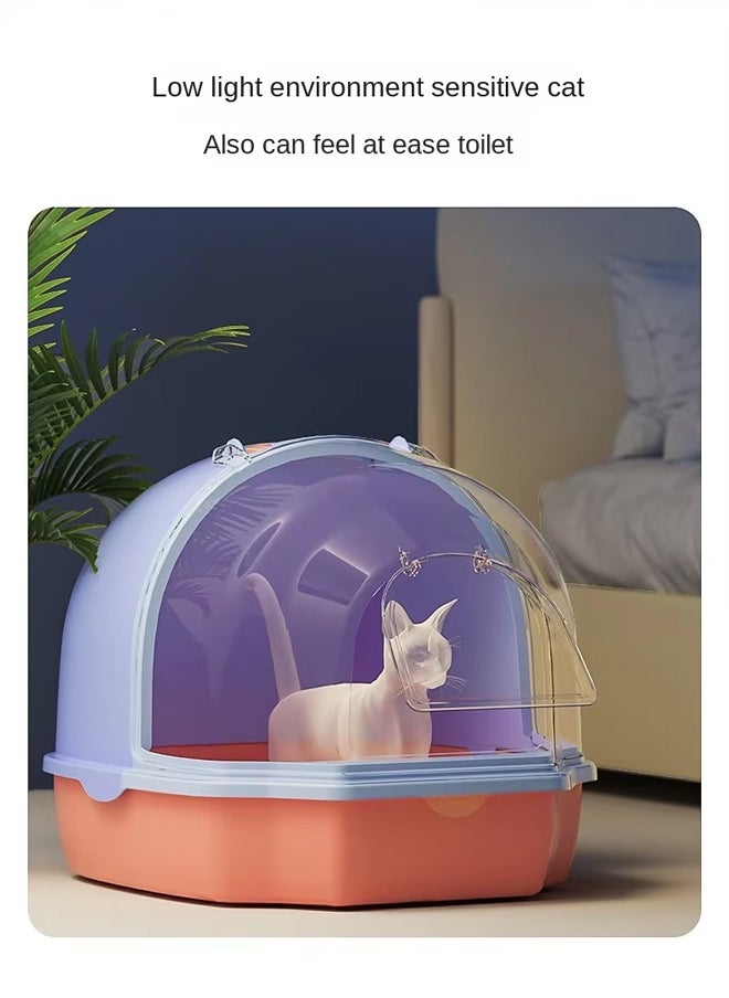 Cat Litter Box with Transparent Window and Handle, Semi-closed Cat Toilet Deodorant and Splash-proof Good Sealing No Odor High-quality Cat Litter Box Suitable for All Cats