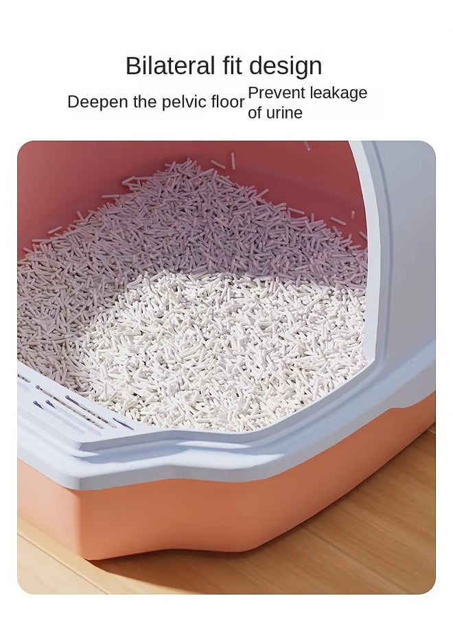 Cat Litter Box with Transparent Window and Handle, Semi-closed Cat Toilet Deodorant and Splash-proof Good Sealing No Odor High-quality Cat Litter Box Suitable for All Cats