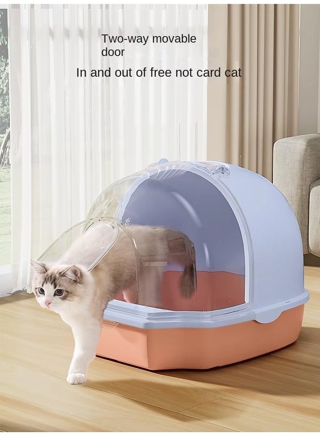 Cat Litter Box with Transparent Window and Handle, Semi-closed Cat Toilet Deodorant and Splash-proof Good Sealing No Odor High-quality Cat Litter Box Suitable for All Cats