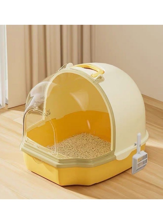 Cat Litter Box with Transparent Window and Handle, Semi-closed Cat Toilet Deodorant and Splash-proof Good Sealing No Odor High-quality Cat Litter Box Suitable for All Cats