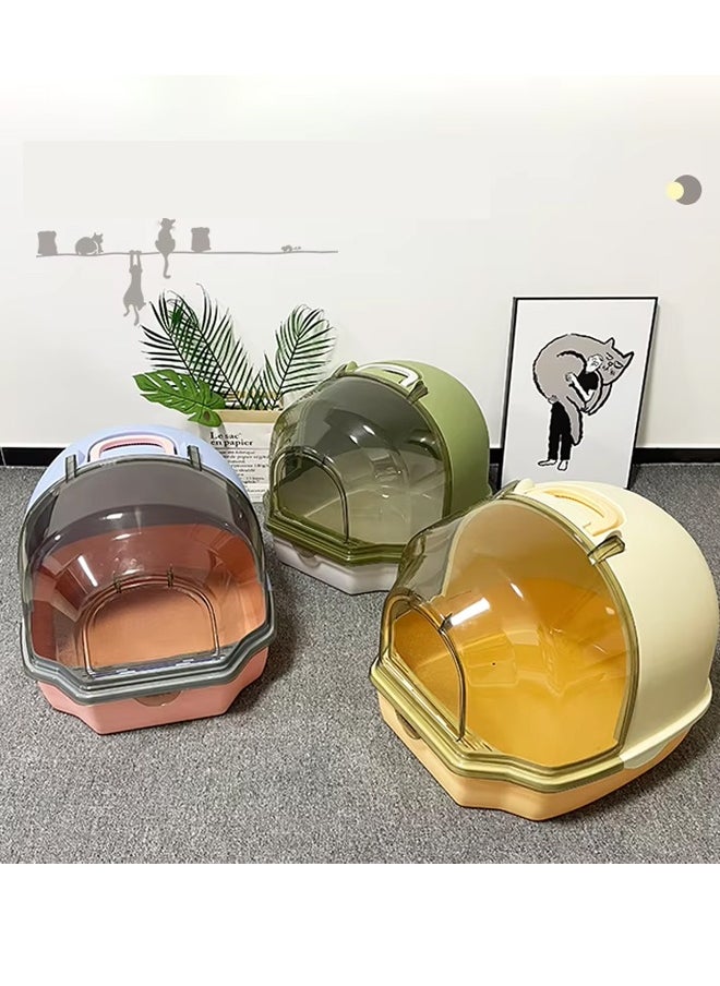 Cat Litter Box with Transparent Window and Handle, Semi-closed Cat Toilet Deodorant and Splash-proof Good Sealing No Odor High-quality Cat Litter Box Suitable for All Cats