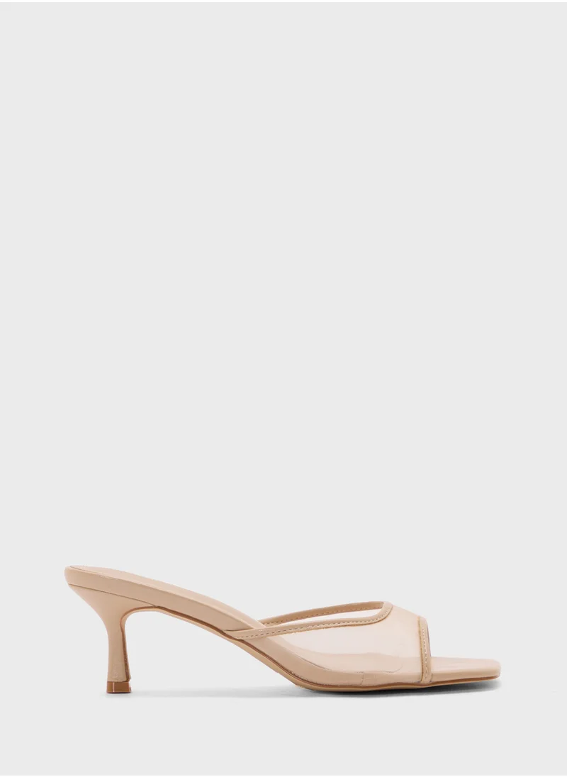 ايلا Mesh Detail Mule Heel Sandal