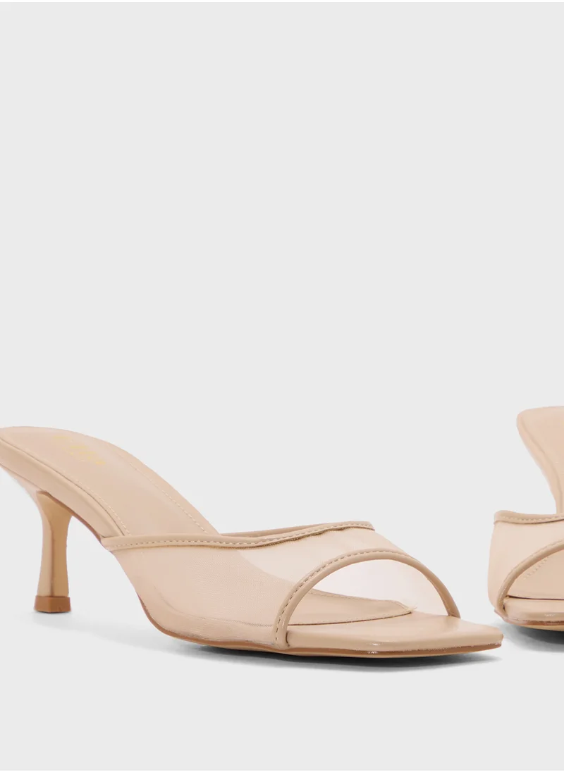 ELLA Mesh Detail Mule Heel Sandal