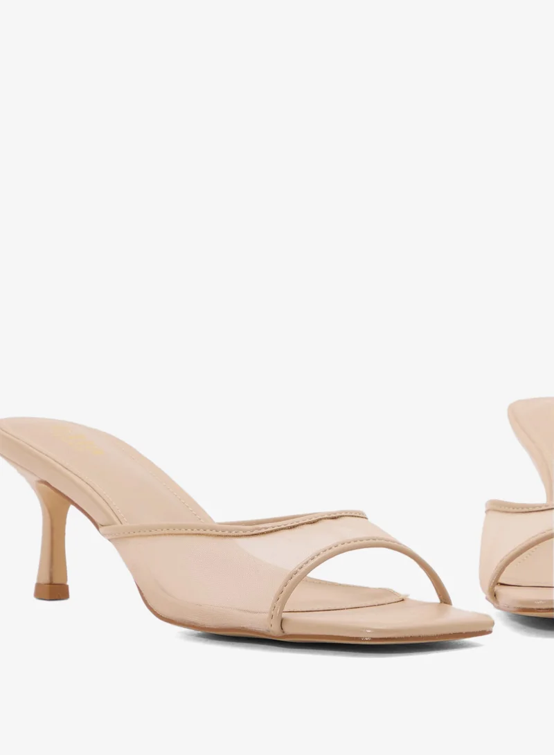 Ella Nude Mesh Detail Mule Heel Sandal for Women | Best Price UAE