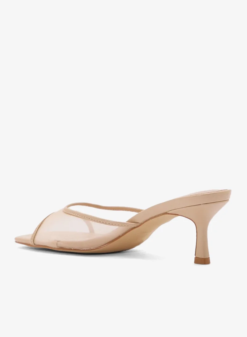 Ella Nude Mesh Detail Mule Heel Sandal for Women | Best Price UAE