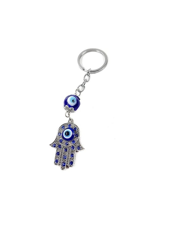 Eye Silver  Keychain Hand  Charm Key holder Good Luck Keychain - Image 1