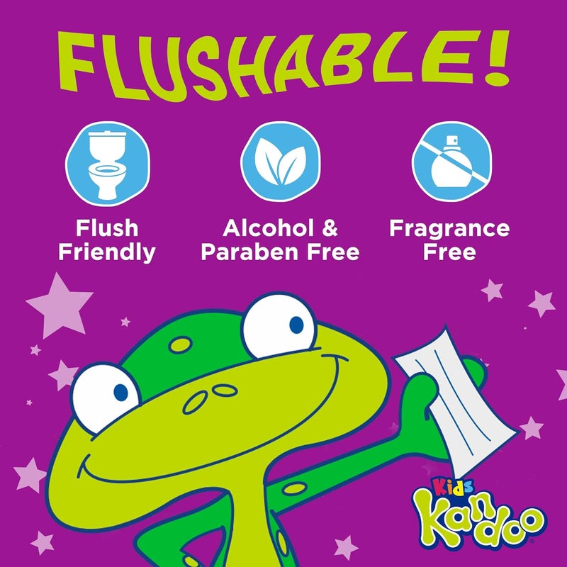 Kandoo Flushable Wipes for Baby and Kids by , Sensitive and Unscented Formula, Hypoallergenic Potty Training Wet Cleansing Cloths, 50 Count, Pack of 12 - Image 5