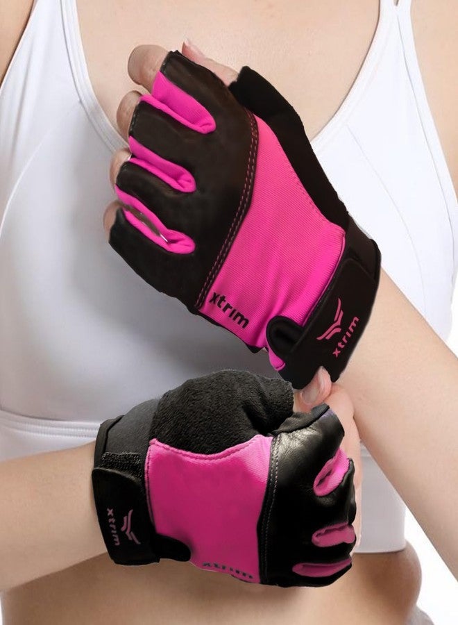 XTRIM Gym Gloves for Women, Full-Finger Length Gym Gloves, Moisture-Absorbent Fabric, Comfortable Fit, Reinforced Knuckles for Impact Protection (Pink) - Image 1