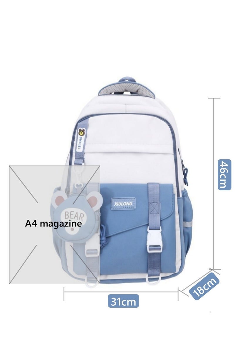 شيولونج حقيبة ظهر مدرسية للفتيات المراهقات، حقيبة ظهر للكمبيوتر المحمول، حقائب كتب جامعية، مدرسة متوسطة، تصميم بألوان متباينة، حقيبة ظهر متعددة الجيوب للسفر والعمل والتنقل - Image 2