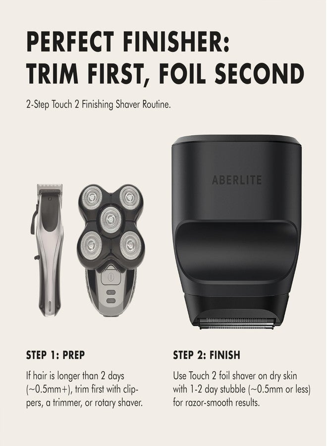 Aberlite Touch 2 Foil Head Shaver for Bald Men - Finishing Foil Shaver for Bald Head & Face, 0.05mm Ultra-Thin Foils for Razor-Smooth Results, Ergonomic Multi-Grip, Waterproof, USB-C Charging (Black) - Image 4