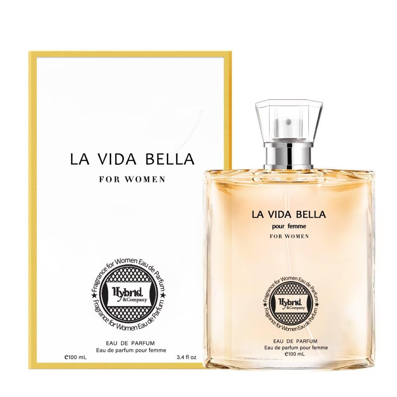 Hybrid & Company La Vida Bella Fragrance for Women Eau De Parfum Natural Spray Elegant Scent, 3.4 Fl Oz - Image 1