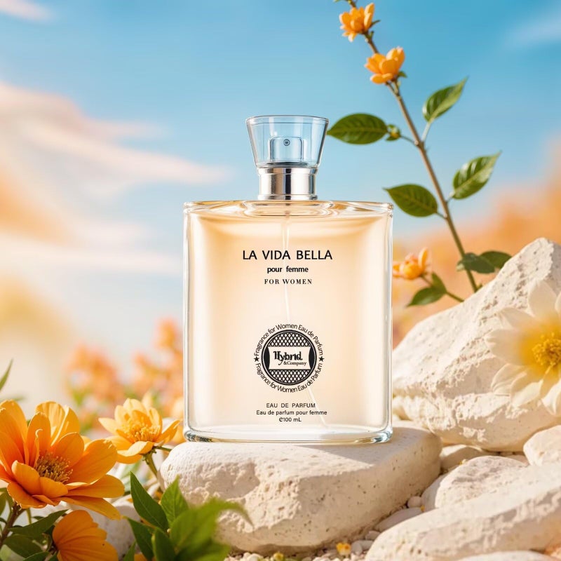 Hybrid & Company La Vida Bella Fragrance for Women Eau De Parfum Natural Spray Elegant Scent, 3.4 Fl Oz - Image 4