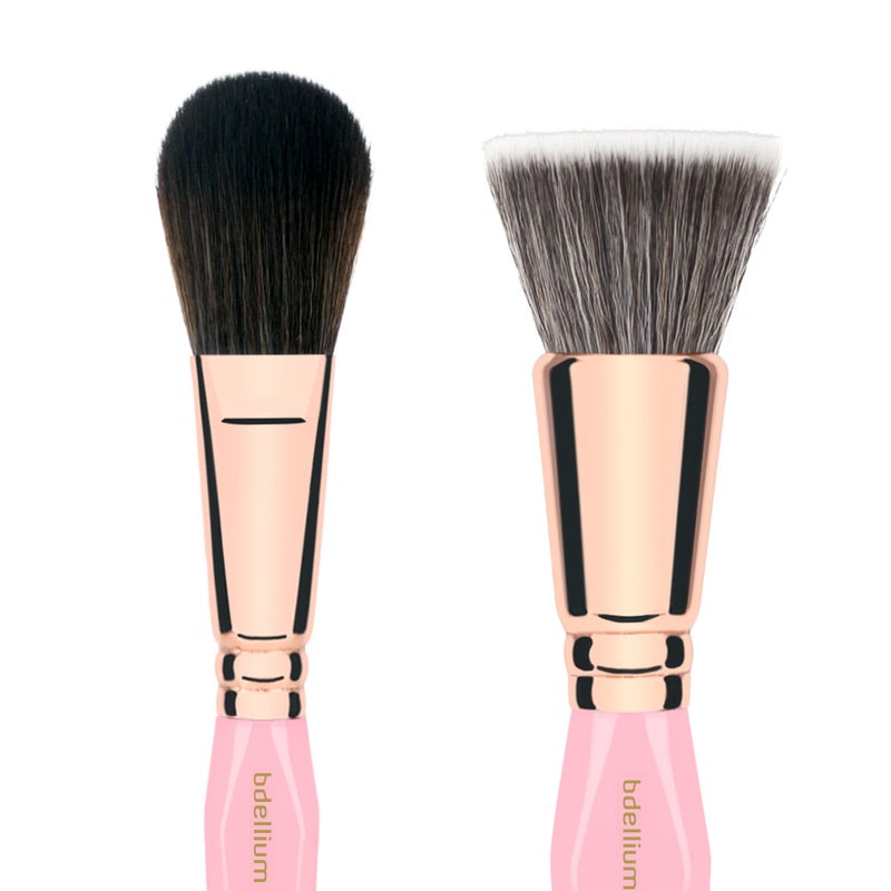 Bdellium Tools Pink Golden Triangle Face Makeup Brush Set - with Soft Synthetic Bristles and Rose Gold Brass Ferrule for a Flawless Appearance (Pink, 4 pcs) - Image 4