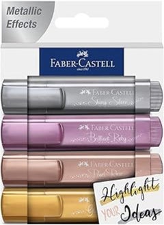 FABER-CASTELL Packung mit 4 Textlinern, 46 Metallic, Farben: 26, 50, 61 und 91, Präsentation cs = creative studio 