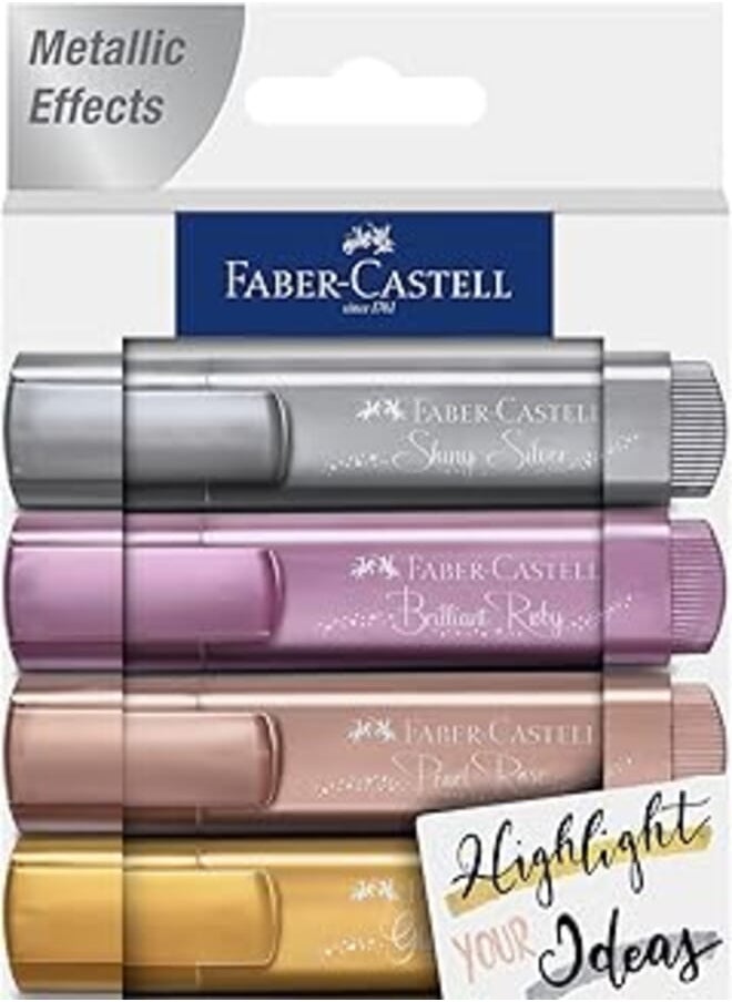 FABER-CASTELL - Packung mit 4 Textlinern, 46 Metallic, Farben: 26, 50, 61 und 91, Präsentation cs = creative studio - Image 1