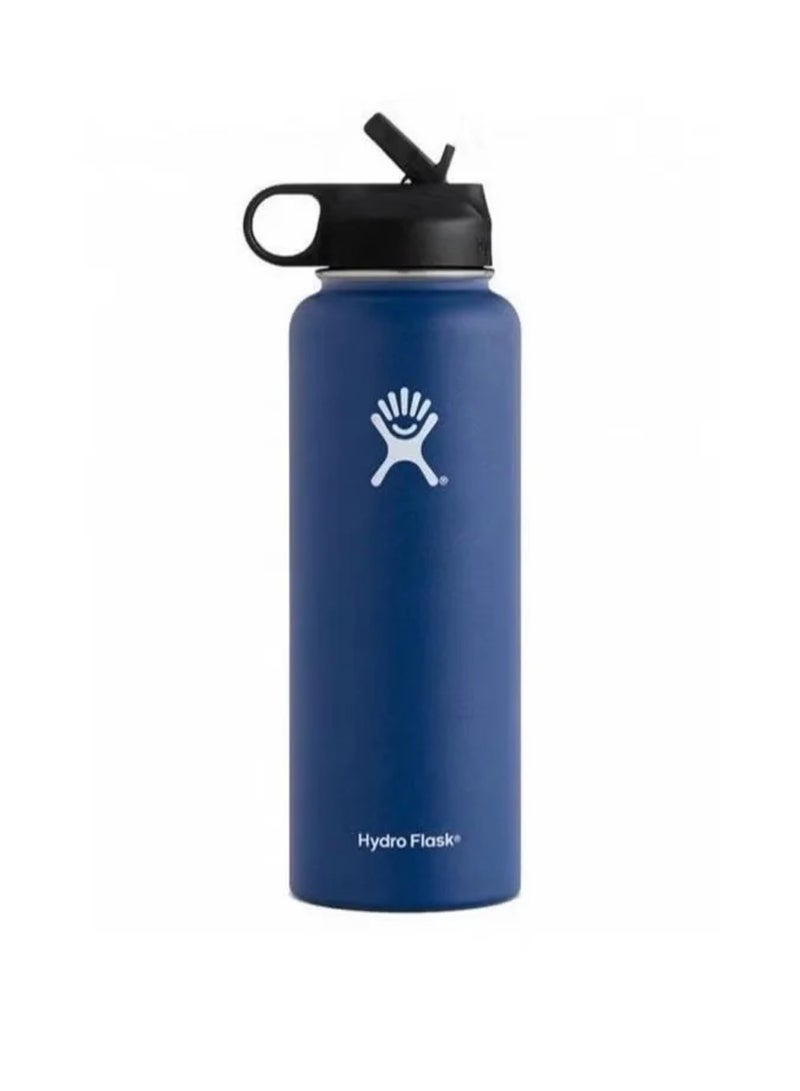 Hydro Flask Vacuum Insulated Water Bottle With Straw Blue