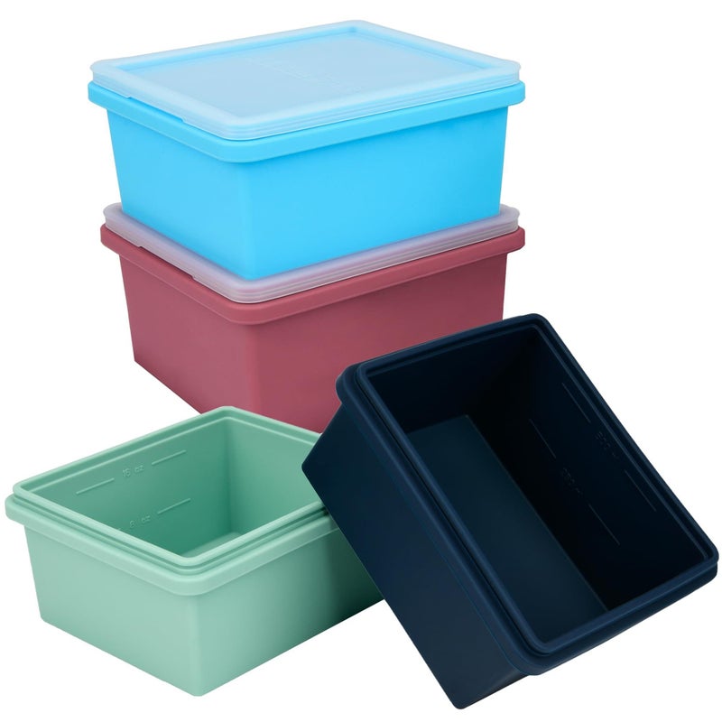 CyhHave Silicone Soup Freezer Molds with Lids, 2 Cup Extra Large Ice Cube Tray, BPA-Free, Perfect for Freezing Broth, lasagna, Baked Goods, Meal Prepping and More, Dishwasher, Microwave & Oven Safe - 4 Pack - Image 1
