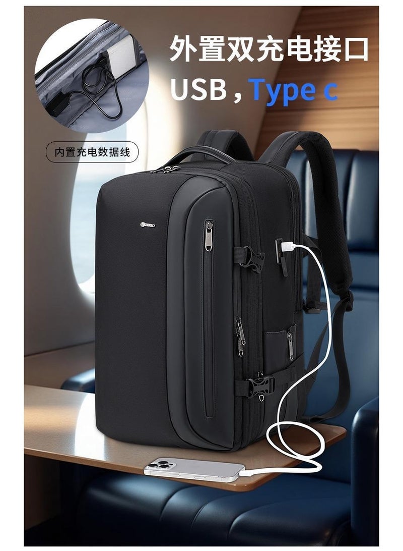 بوزو حقيبة ظهر POSO PS677 للابتوب 17.3 بوصة قابلة للتوسعة بمنفذ USB وType-C وقفل مضاد للسرقة ومقاومة للماء للأعمال والسفر سعة 29-36 لتر - Image 3