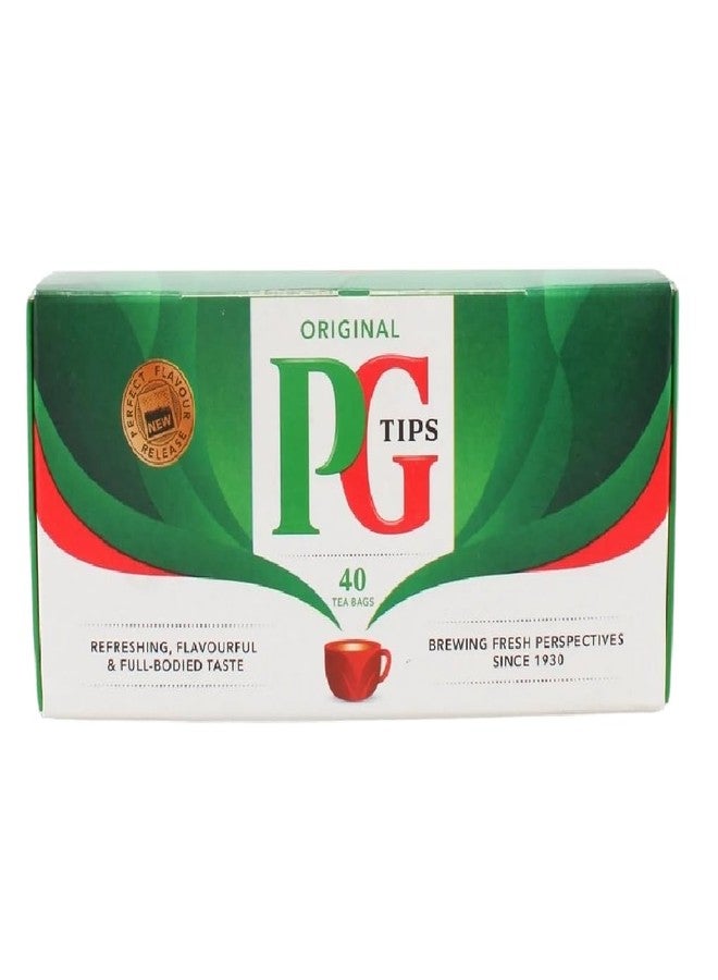 PG Tips Black Tea, Non-Pyramid Tea Bags, 40 Count (Pack of 2) - Image 1