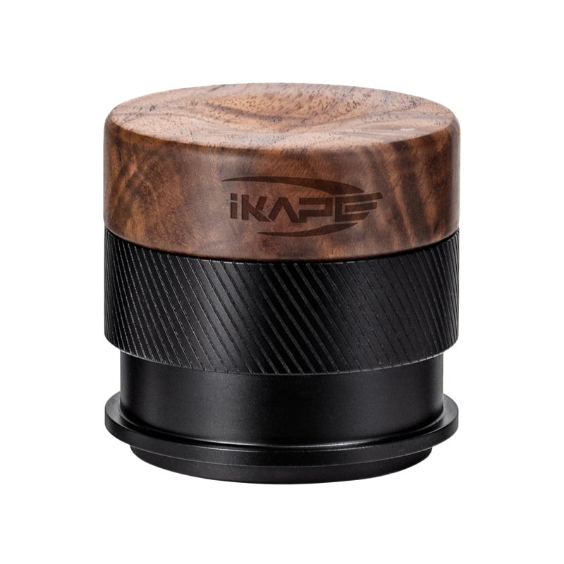 IKAPE 53MM Espresso Tamper New Wooden Handle DesignPremium Barista Coffee Calibrated Tamper with Spring Loaded 100 Stainless Steel Tamper Compatible with All 54MM Bottomless Portafilter