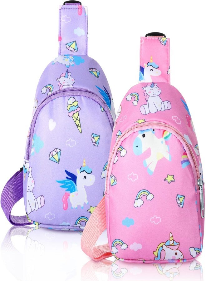 Cosblank 2 Pcs Christmas Small Crossbody Bag Girls Cute Cartoon Unicorn Sling Bag Shoulder Coin Pouch for Travel(Classic) - Image 1