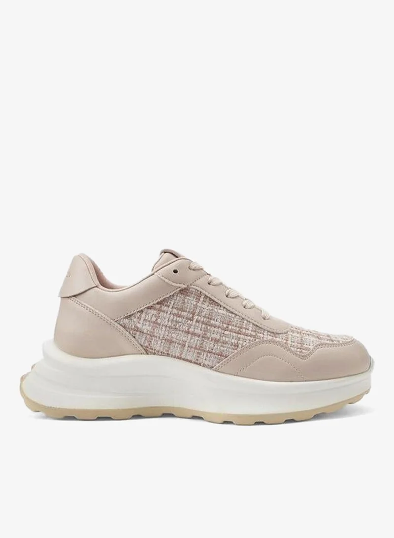 Flora Bella By Shoexpress BEIGE Flora Bella Panelled Lace-Up Sneakers for Women | Best Price UAE