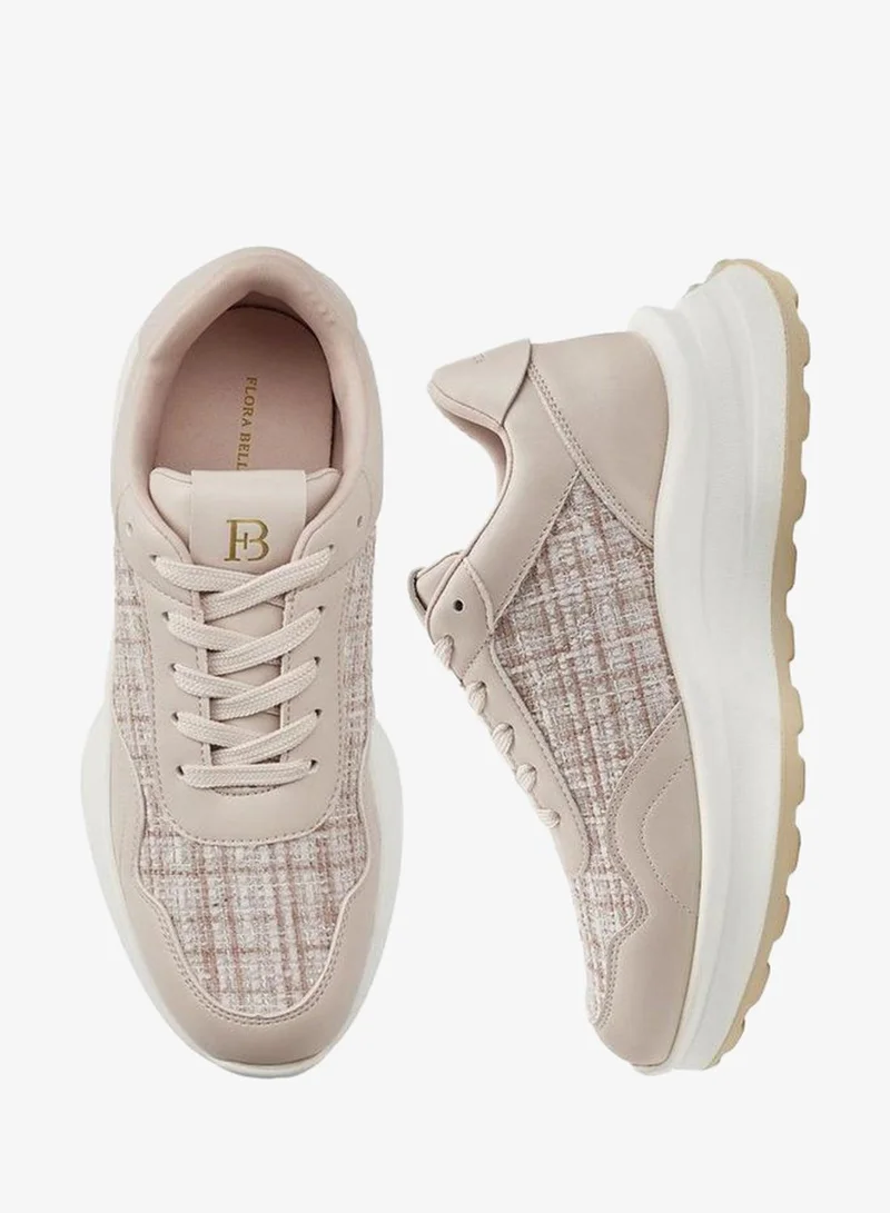 Flora Bella By Shoexpress BEIGE Flora Bella Panelled Lace-Up Sneakers for Women | Best Price UAE