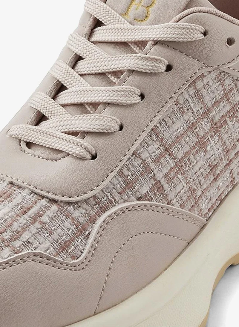 Flora Bella By Shoexpress BEIGE Flora Bella Panelled Lace-Up Sneakers for Women | Best Price UAE