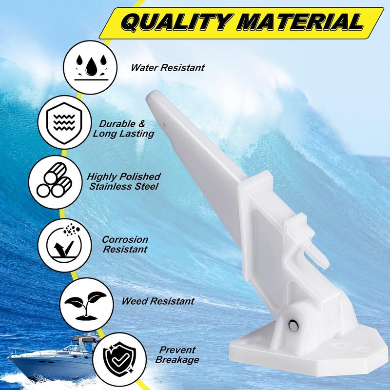 Datanly 4 Pcs Marine Speedometer Pitot Tube 80 Mph Boat Speedometer Pitot Kit Sea Boat Speedometer Pickup Portable Speedometer Kick up Pitot Tube, White Finish - Image 3